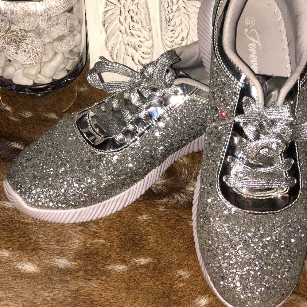 Women's Silver Glitter Sneakers